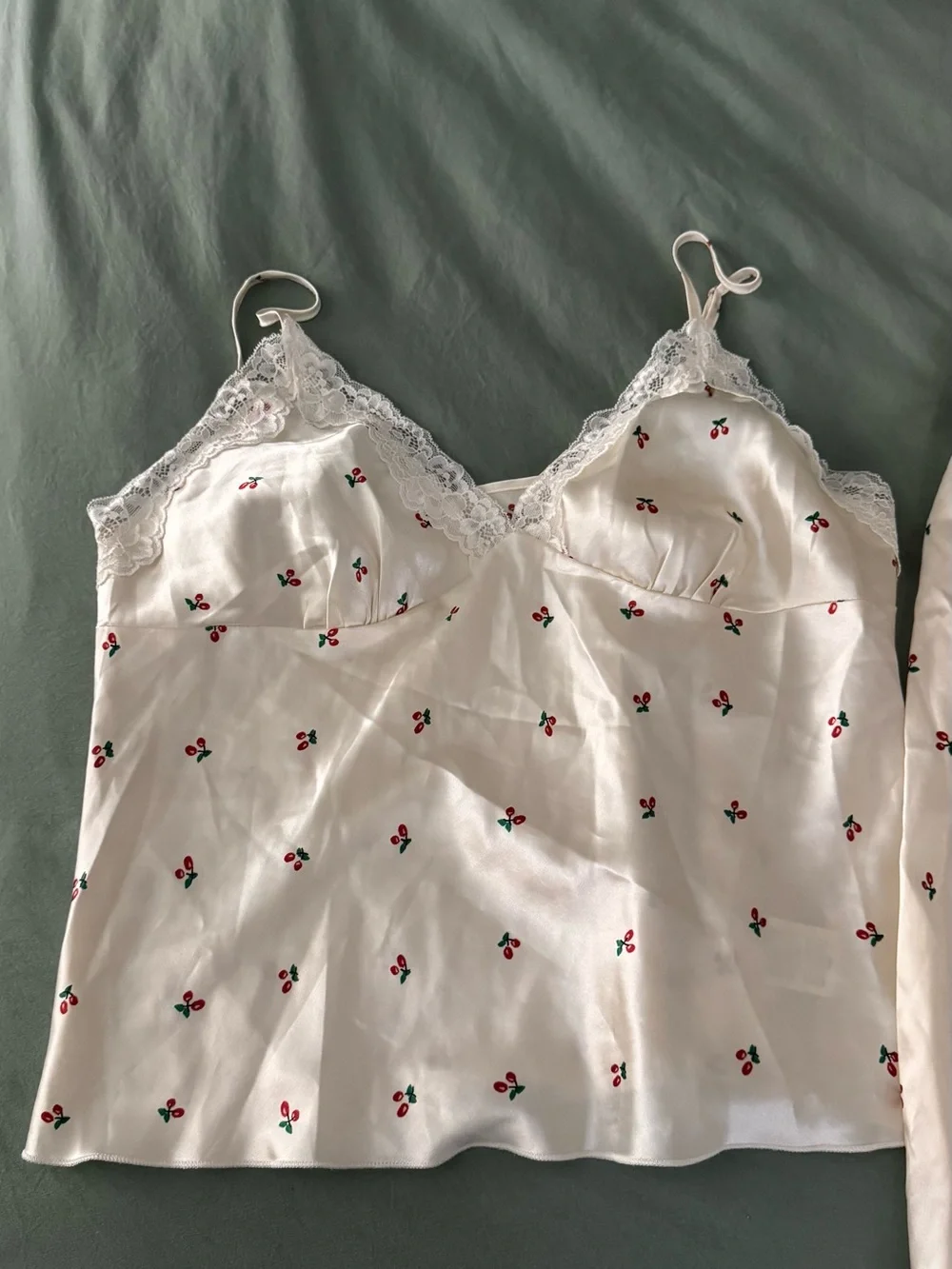 Satin cherry pajama set